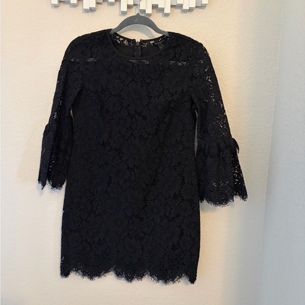 Banana Republic Black Lace Long Sleeve Dress